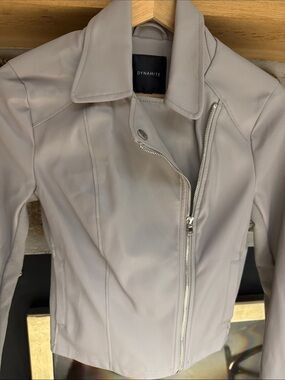 Dynamite Light Taupe Faux Leather Moto Jacket